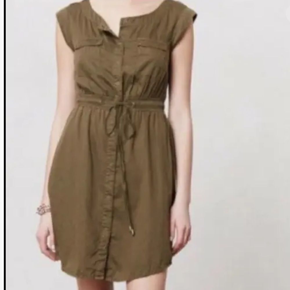 Anthropologie HEI HEI Army Green Safari Cargo Dress